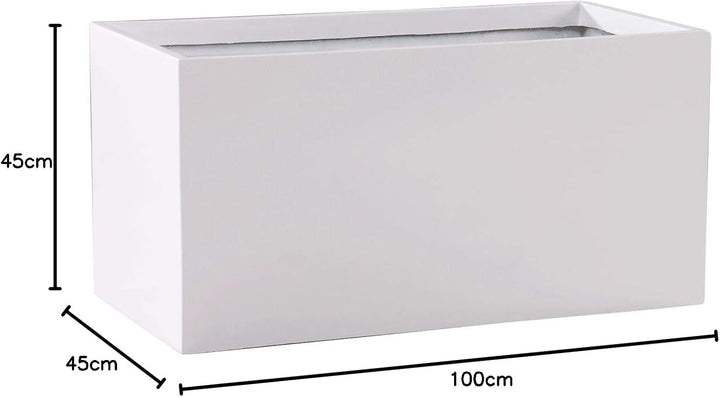 VIVANNO Blumenkübel Pflanzkübel Pflanzgefässe Übertöpfe Blumentöpfe a. Fiberglas Maxi Weiss 100cm 45
