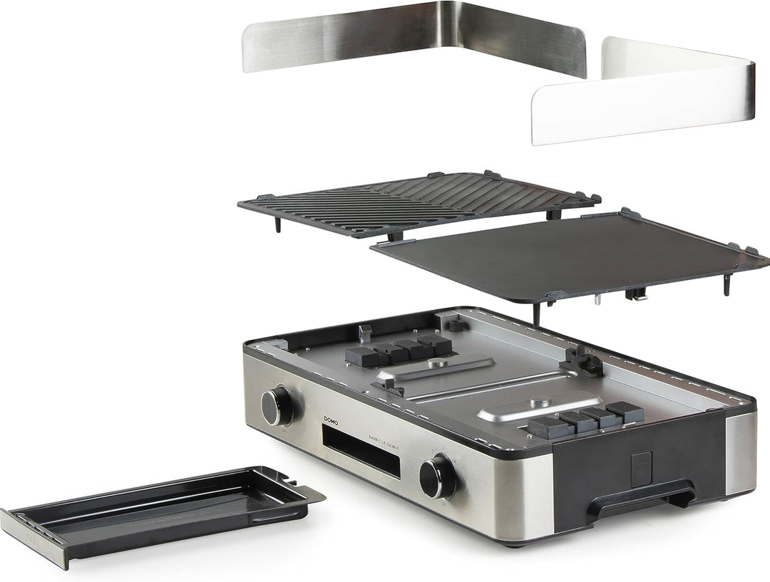 DOMO DO9259G Barbecue Genius – Tischgrill elektrisch mit 2 Temperaturzonen – 2400 W – Kontaktgrill &