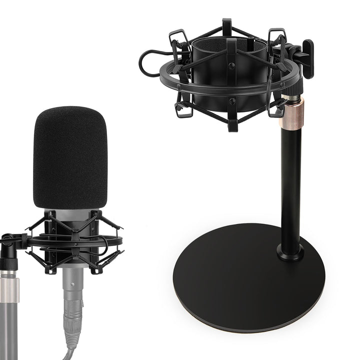 Rigych AT2020 Tisch Mikrofonständer, Einstellbare Mikrofonhalter Mit Mikrofon Spinne, Pop Filter Win