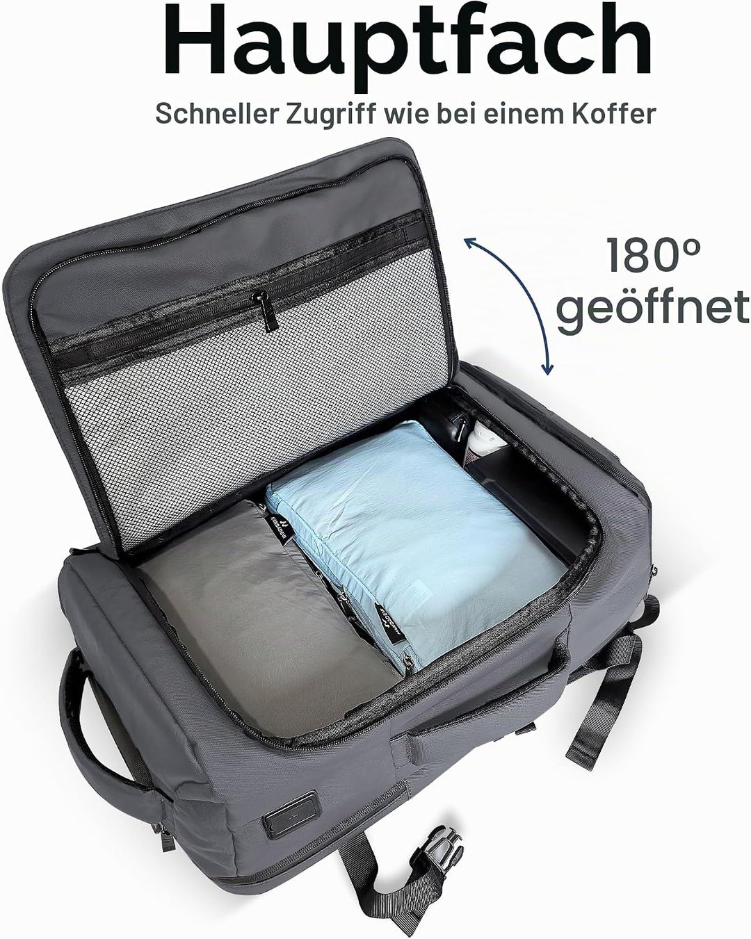 NANDADEVI Rucksack Herren, 40l, grosser, robuster, wasserabweisender Wanderrucksack mit Trocken- und