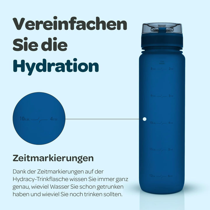 Hydracy Trinkflasche mit Fruchteinsatz - 500ml Wasserflasche - BPA-freie Trinkflasche mit Zeitmarkie