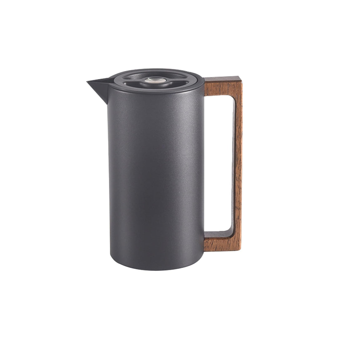 Thermoskanne Kaffeekannen Edelstahl Vakuum Isolations, Mit Holzgriff Und Einfachem Sicherheitsdruckk