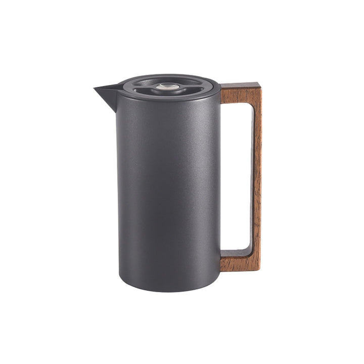 Thermoskanne Kaffeekannen Edelstahl Vakuum Isolations, Mit Holzgriff Und Einfachem Sicherheitsdruckk