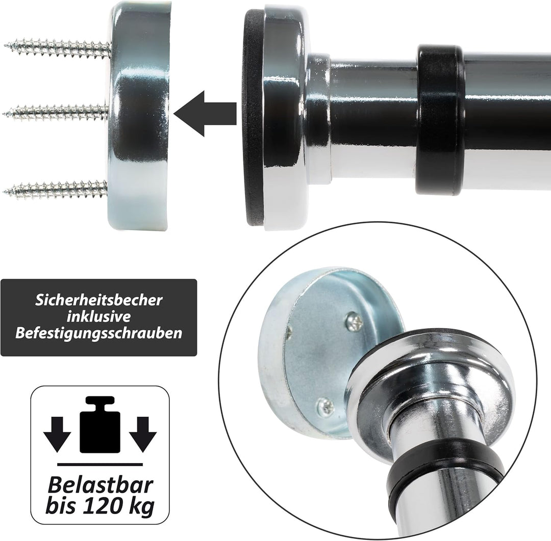 Klimmzugstange für Türrahmen silber Griffe stufenlos einstellbar 63-100 cm für Workout Kraftübungen
