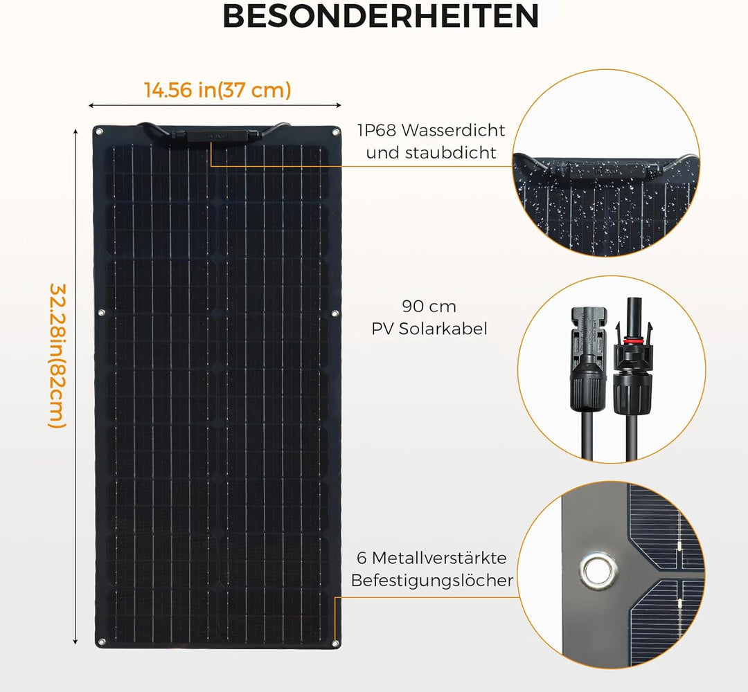 2 x 50W Flexibles Solarpanel Kit Set 12V Monokristallines 100Watt Solarmodul mit 10A 12V/24V Solarla