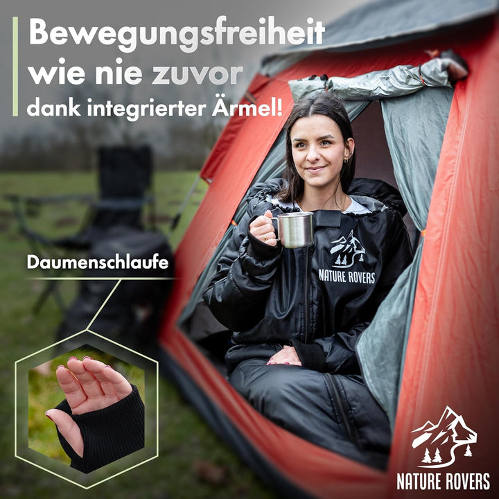 Schlafsack [mit Ärmeln] – Schlafsäcke für Erwachsene, Outdoor & Camping [3 Jahreszeiten] Deckenschla