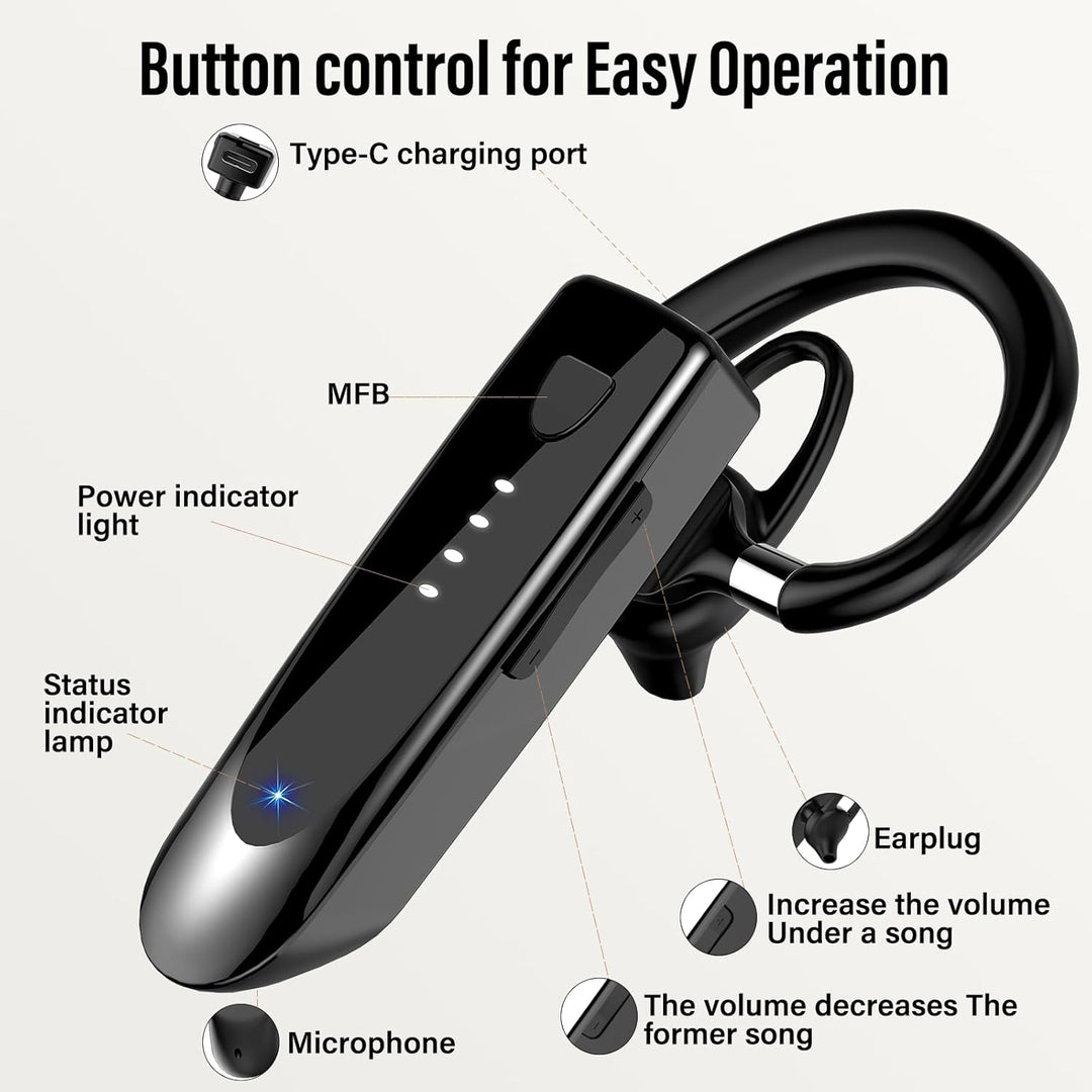 Atheewon Bluetooth Headset Wireless Freisprech Telefon mit Headset Mikrofon V5.4 Freisprech-Bluetoot
