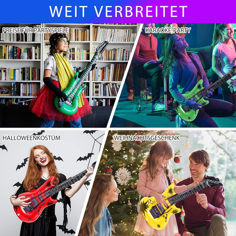 9 Stück Luftgitarre,9 Farben Aufblasbare Gitarre,Bunt Aufblasbare Gitarren Luftgitarren Zum Aufblase