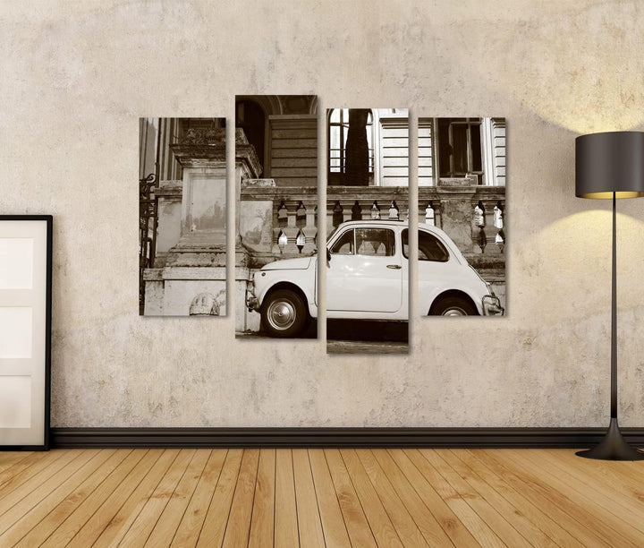 islandburner Bild auf Leinwand italienisches Kultauto Rom Oldtimer Parkplatz Vor Klassischen Alten R