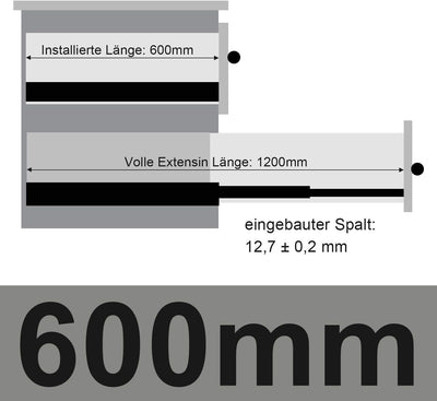 Lospitch 1 Paar Schubladenschienen, 600mm 3-Fach Vollauszug Kugellagerführungen Stabil Schubladenaus