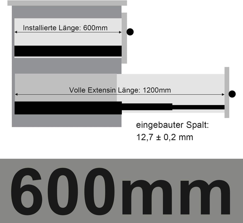 Lospitch 1 Paar Schubladenschienen, 600mm 3-Fach Vollauszug Kugellagerführungen Stabil Schubladenaus