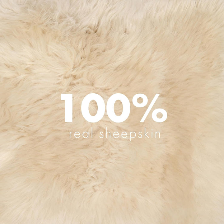 Nordic Sheep Lammfell Sitzauflage 40x40 cm, 4er Pack, Beige | Echtes Lammfell auf einer Seite, ideal