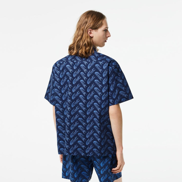 Lacoste Herren Ch5793 Woven T-Shirts 44 Navy Blue/Ethereal, 44 Navy Blue/Ethereal