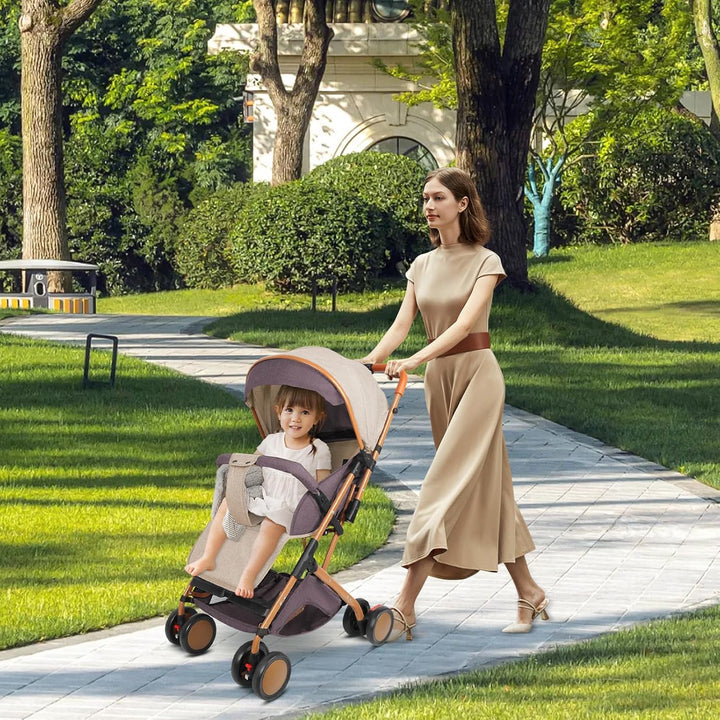 Ultrakompakter Kinderwagen von 0 bis 6 Jahren, Reisekinderwagen mit 5-Punkt-Sicherheitsgurt, Aufbewa