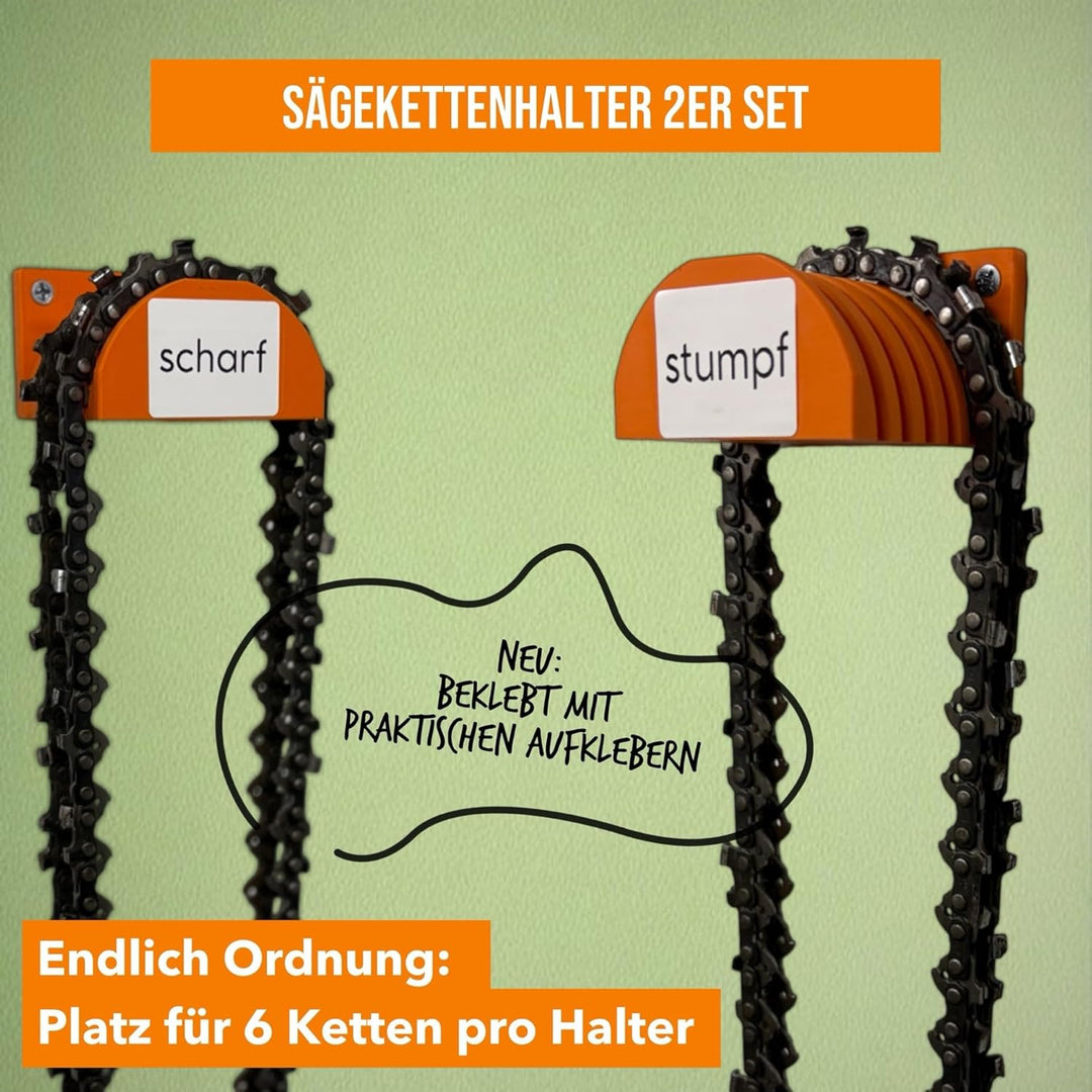 2er Set Universal Sägeketten Halterung – Robuste Wandhalterung für Sägeketten aller Art – Der ideale