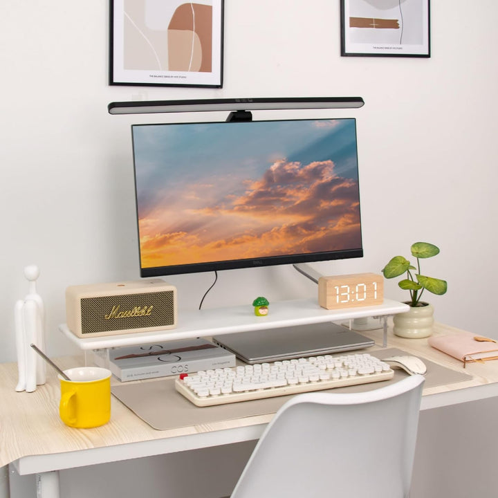 Bambus-Monitorständer mit Acrylfüssen für Schreibtisch, 31,5 Zoll Desktop-Ablage für PC-Monitore, La