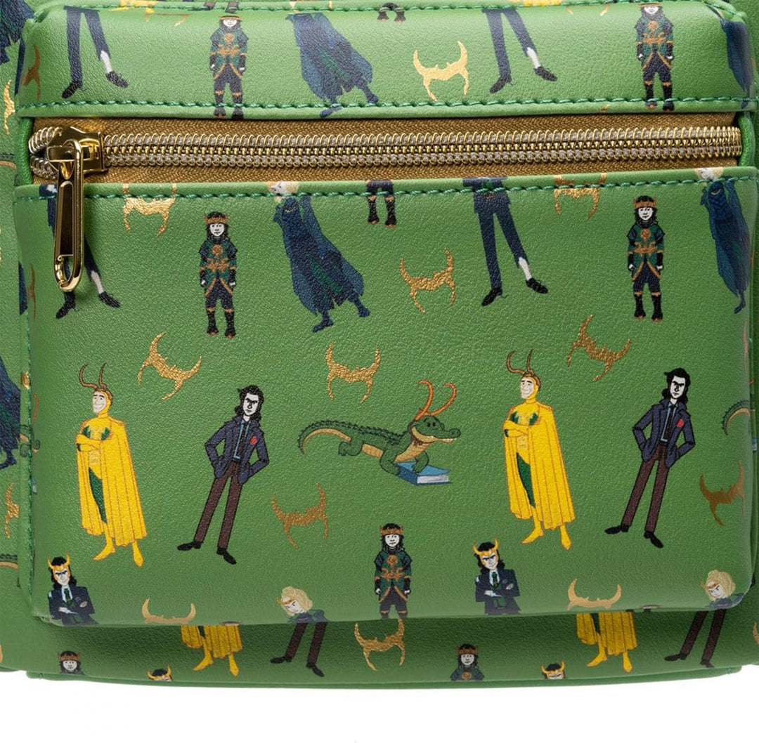 Loungefly Loki Multiverse Varianten Mini-Rucksack, Grün , Charakteraufdruck