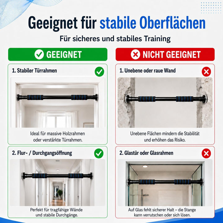 Klimmzugstange Türrahmen 63–100 cm verstellbar, Pull Up Bar ohne Bohren, Türreck Klemmstange bis 150