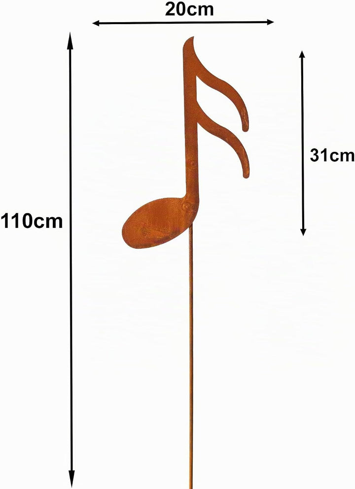 Bornhöft Gartenstecker Noten 3er Set Notenschlüssel Note Beetstecker Topfstecker Metall Rost Gartend