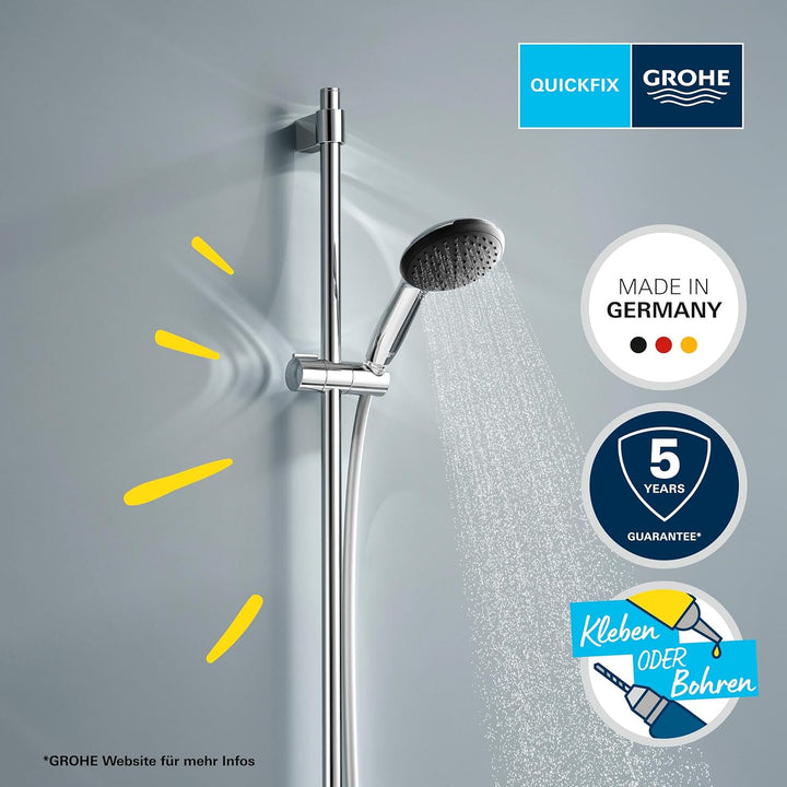 GROHE Vitalio 110, Duschset wassersparend, 8l pro Min (Brausestangenset mit: Duschkopf 3 Strahlarten