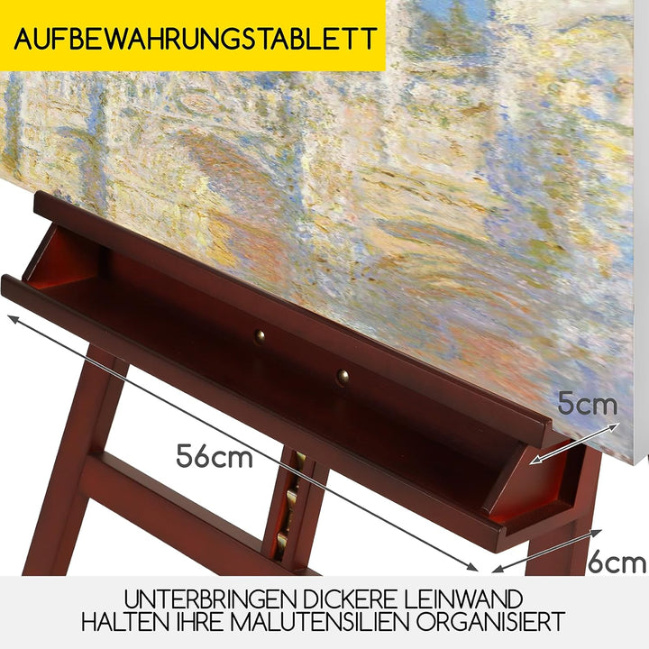 MEEDEN Staffelei Holz Gross 66x226 cm, Verstellbarer Leinwand Ständer aus Deutsche Buchenholz, Klapp