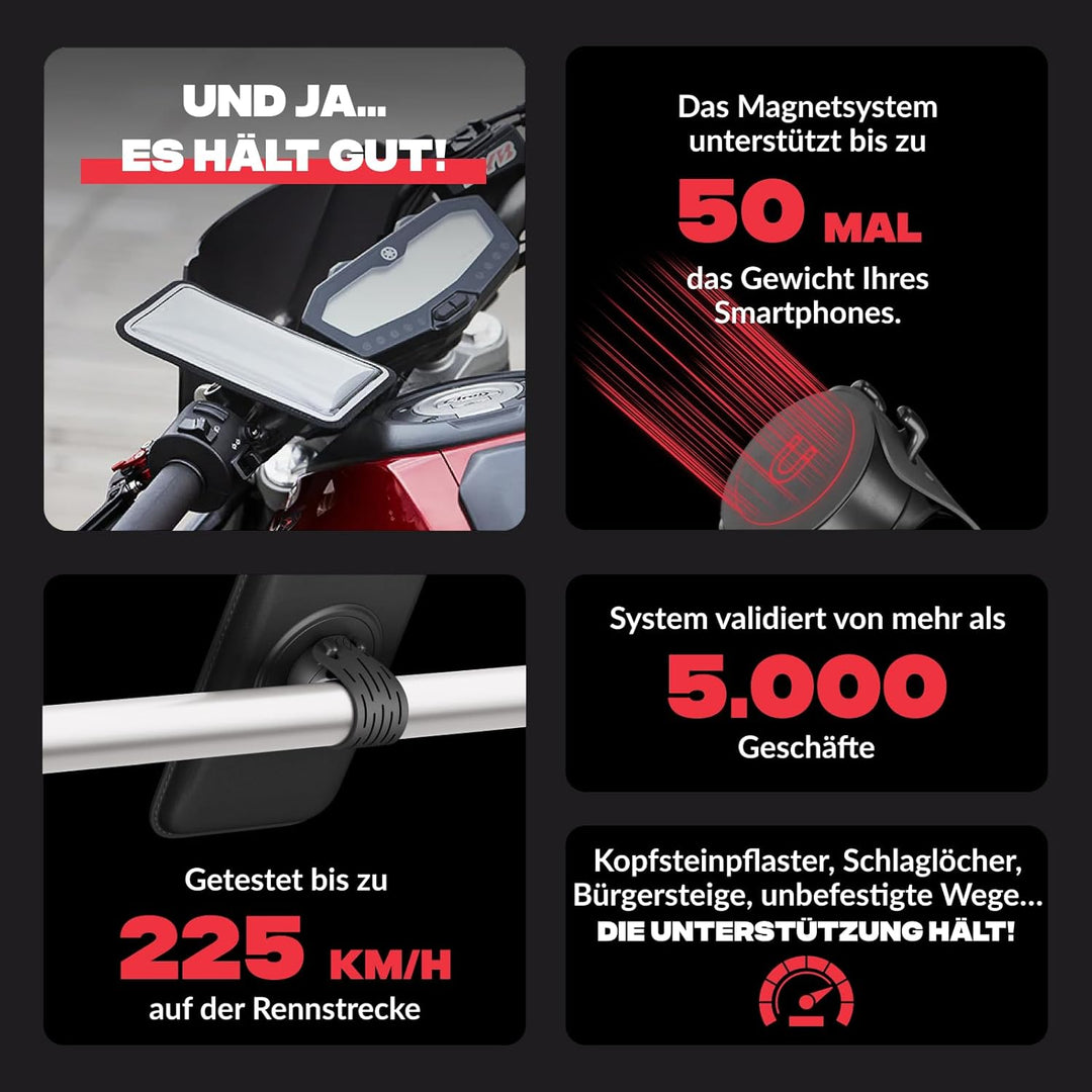 Shapeheart französische Innovation, magnetische Motorrad-Telefonhalterung Pro mit Gelenkarm und abne