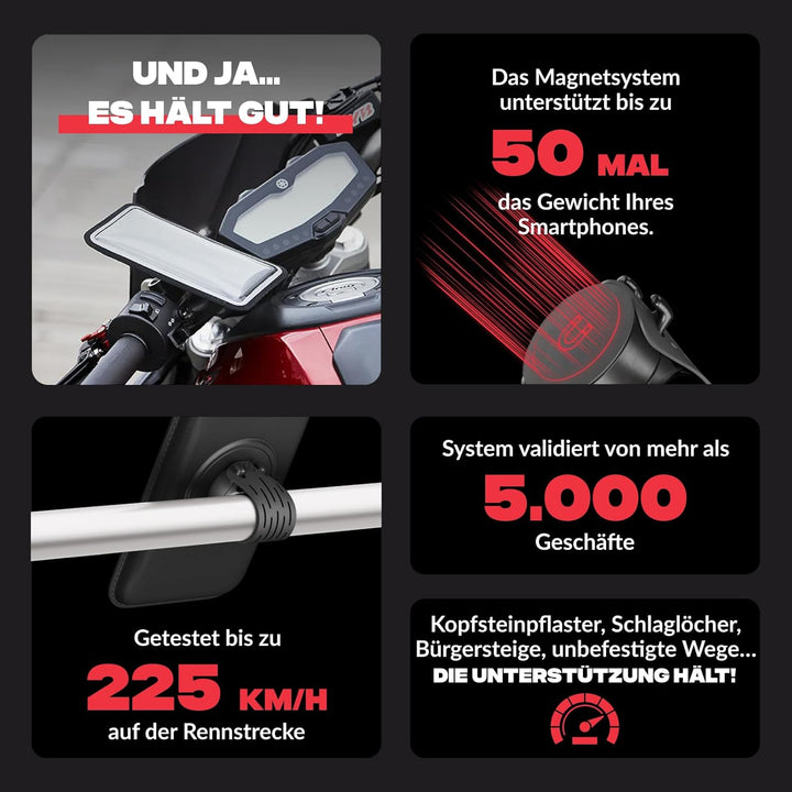 Shapeheart französische Innovation, magnetische Motorrad-Telefonhalterung Pro mit Gelenkarm und abne