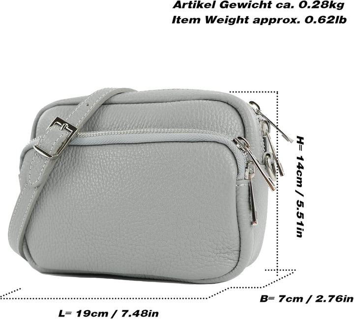 modamoda de T231 Damen Leder Umhängetasche Schultertasche Small handmade in Italy Rosabeige Hell, Ro