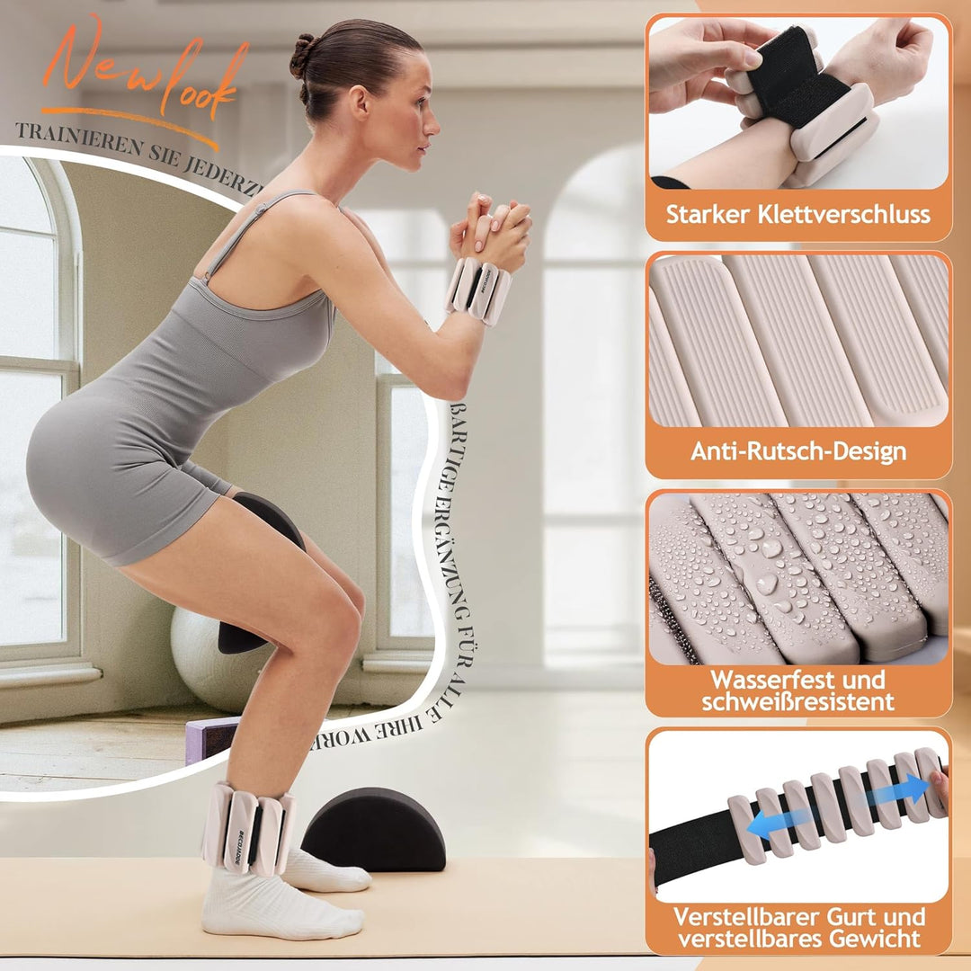BECOJADDE Gewichtsmanschetten fuss 0.45 KG / 0.9 KG Je Gewichte für Beine und Arme Set 2 Ankle Weigh