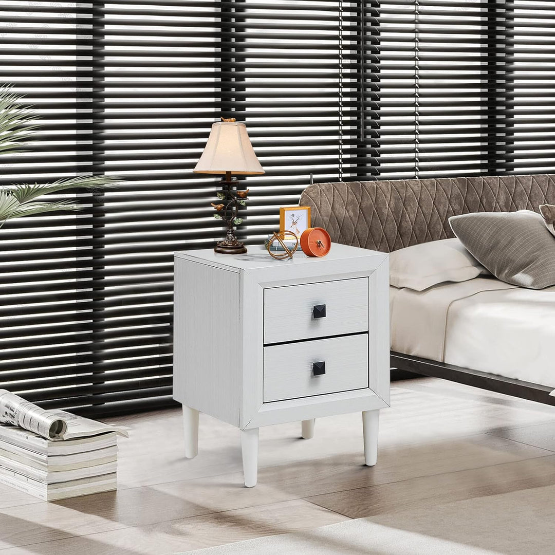 GIANTEX Nachttisch Nachtschrank 2 Schubladen, Bodenschrank Beistellschrank schlicht, Beistelltisch S