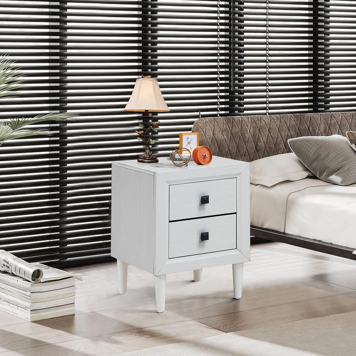 GIANTEX Nachttisch Nachtschrank 2 Schubladen, Bodenschrank Beistellschrank schlicht, Beistelltisch S