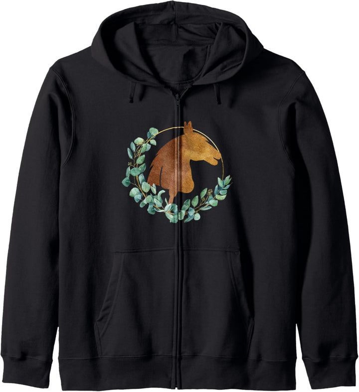 Hobby Horse mit Blumenkranz, Wasserfarben Design Kapuzenjacke