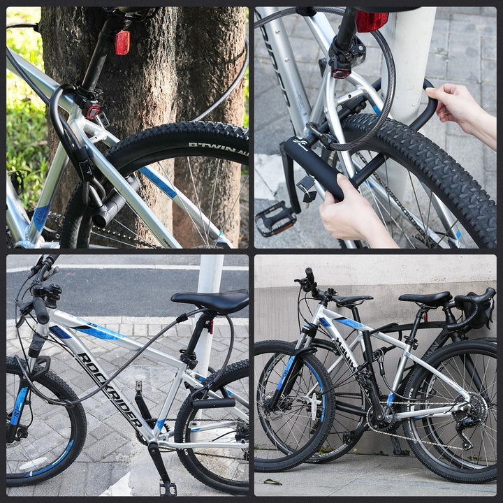 Sportneer Fahrradschloss 18mm Hochbelastbar Bügelschloss mit 180CM Hochsicherheits-Stahlkabel&Stabil