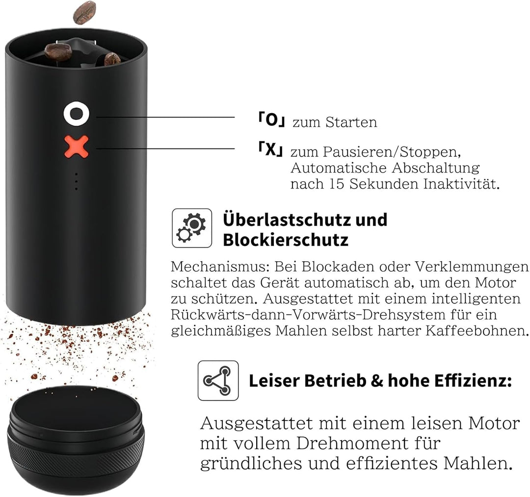 Nuttii Burr Tragbare Kaffeemühle, Mandelcreme | Elektrisch, leise, einstellbares konisches Mahlwerk,