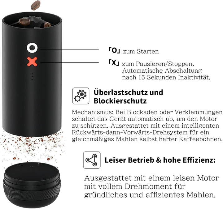 Nuttii Burr Tragbare Kaffeemühle, Mandelcreme | Elektrisch, leise, einstellbares konisches Mahlwerk,