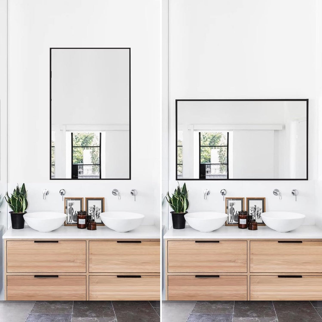 BD-Baode Spiegel Schwarz 100x60cm Rechteckiger Metallrahmen Badspiegel Wandspiegel für Badezimmer Wo