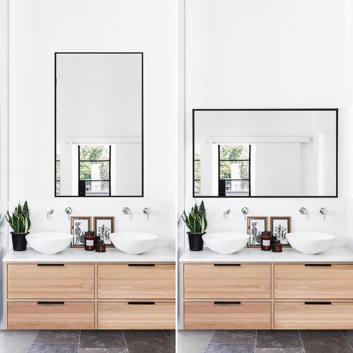 BD-Baode Spiegel Schwarz 100x60cm Rechteckiger Metallrahmen Badspiegel Wandspiegel für Badezimmer Wo