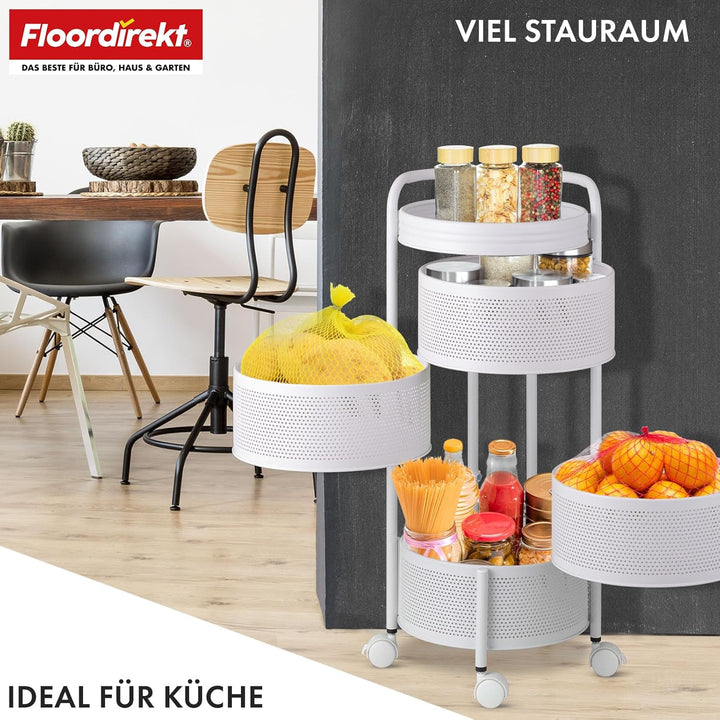 Floordirekt Rollwagen, Badregal, Badezimmerregal mit 5 Ebenen, Nischenregal, Regal schmal, Nischenwa
