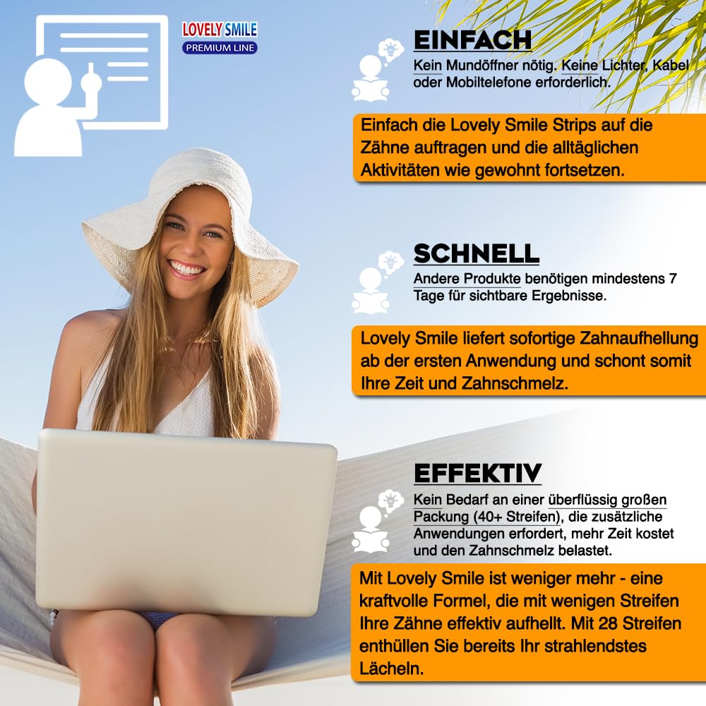 28 LOVELY SMILE Premium Line Teeth Whitening Strips - Zahnaufhellung ohne Zahnempfindlichkeit, Perox