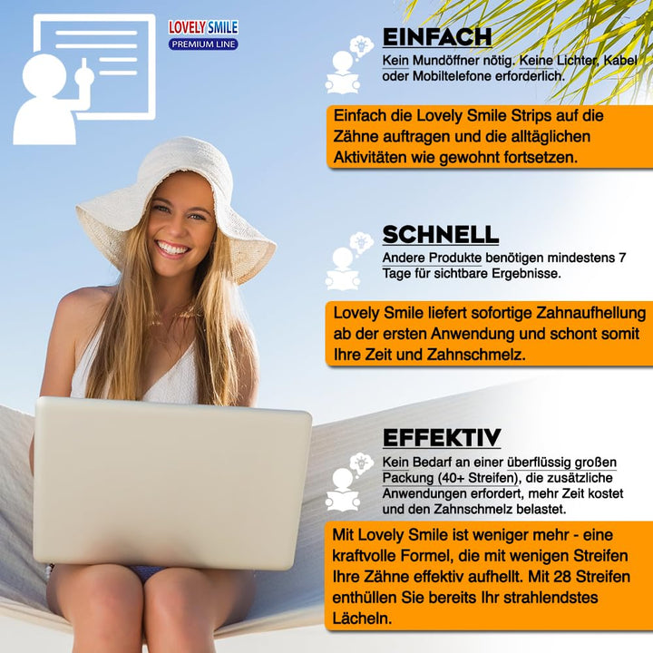 28 LOVELY SMILE Premium Line Teeth Whitening Strips - Zahnaufhellung ohne Zahnempfindlichkeit, Perox