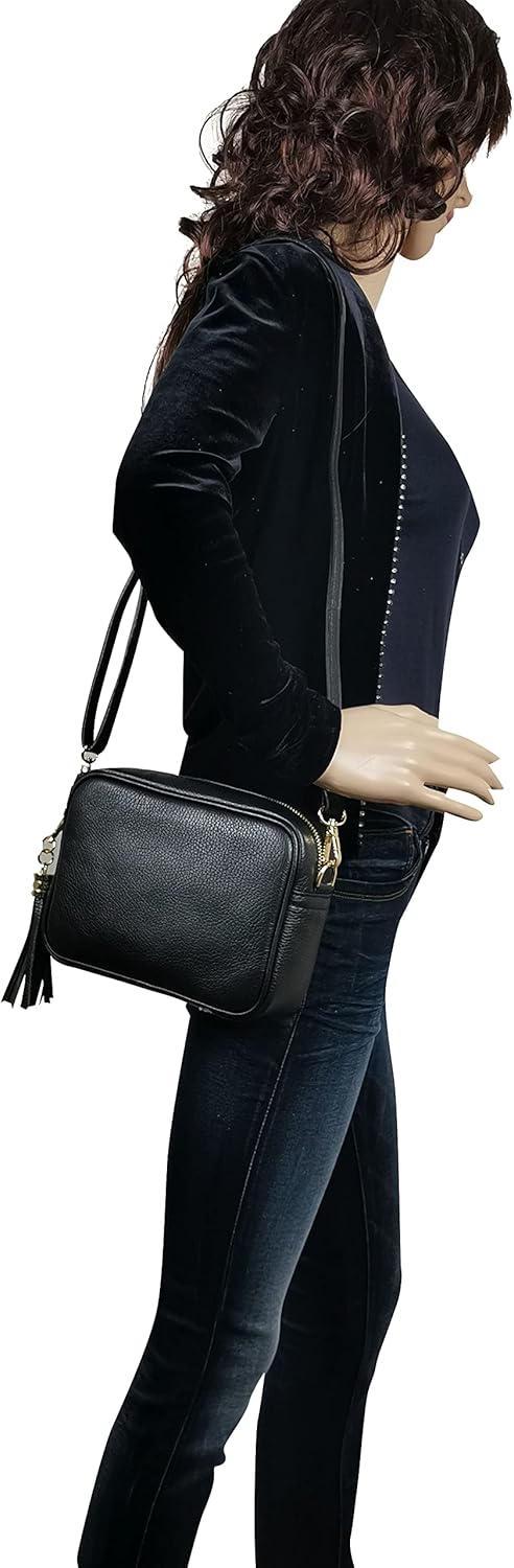 AmbraModa GLX8 - Damen Handtasche Umhängetasche Schultertasche Handytasche aus genarbtem Rindsleder