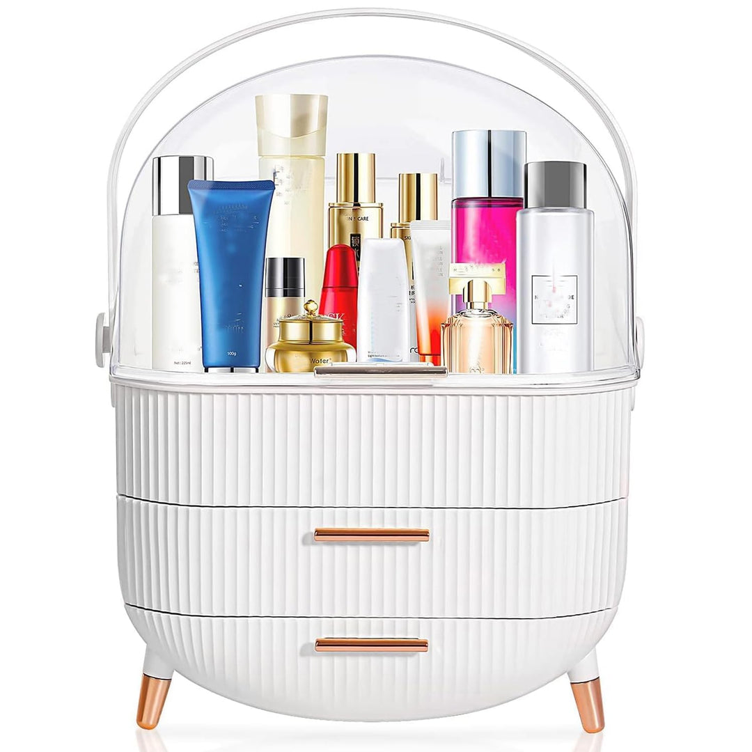 Kousee Make-up-Organizer, Hautpflege-Organizer, Kosmetik-Vitrine mit staubfreier Abdeckung, tragbare