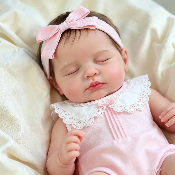 Zero pam Reborn Baby Vollsilikon Lebensecht Mädchen, 50CM Reborn Baby Mädchen, Silikon Puppe Mit Haa
