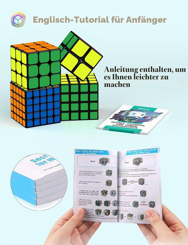 ROXENDA Zauberwürfel Set, Speed Cube Set mit 2x2 3x3 4x4 5x5 Zauberwürfel mit Geschenkbox, Geheimes