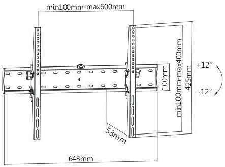 Wandhalterung Superflach Neigbar für 40 42 46 47 50 55 57 60 65 70 Zoll VESA optimal für LCD und LED