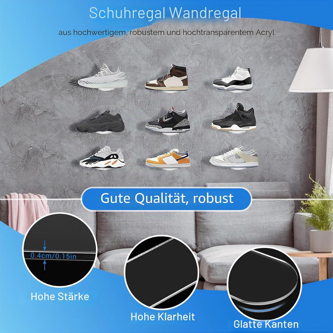 Schwimmende Regale für Schuh Halter Montiert ein der Wand 8 Set, Schwimmende Regale Aus Durchsichtig