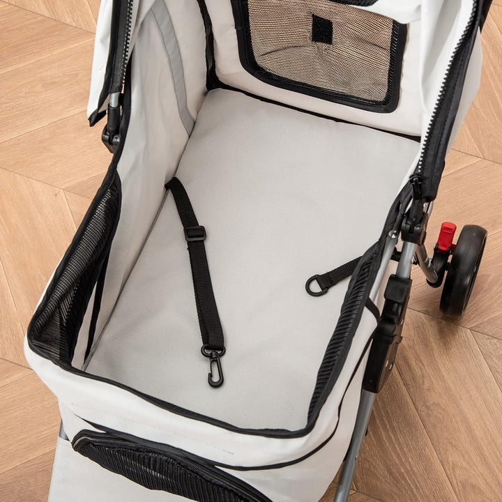 PawHut Hundebuggy 75L x 46l x 94H cm faltbar wasserdicht 600D Oxford-Gewebe 4 Räder grau 75x46x94cm