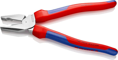 Knipex Kraft-Kombizange verchromt, mit Mehrkomponenten-Hüllen 225 mm 02 05 225 Mit Mehrkomponentenhü