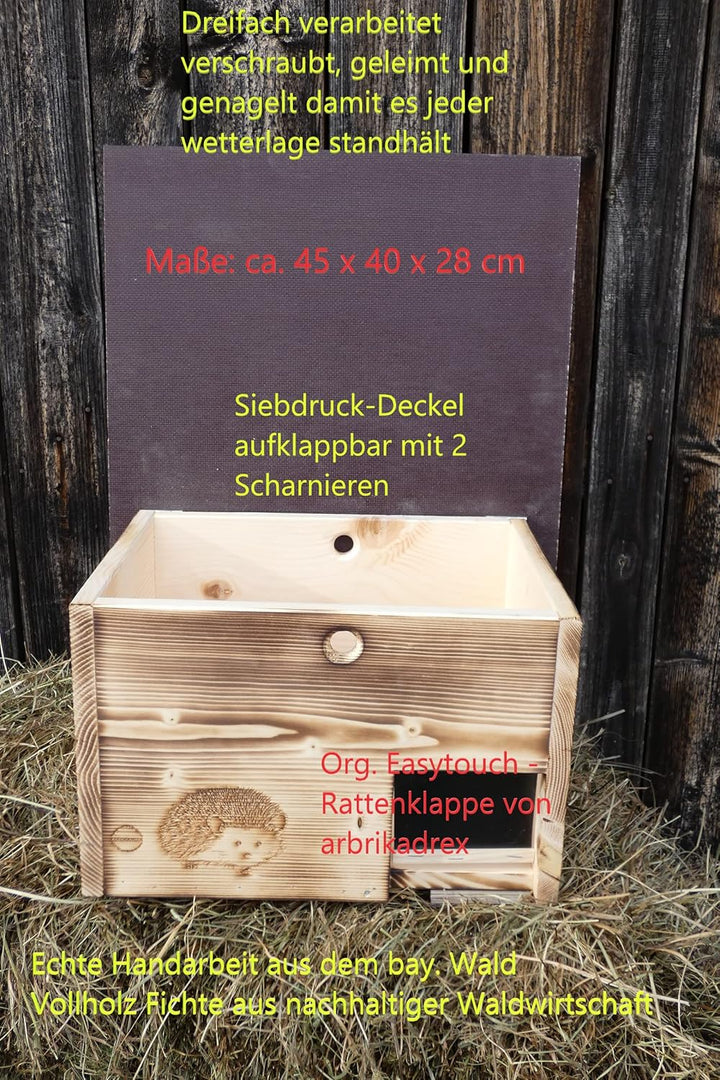 Qualität aus Niederbayern ARBRIKADREX Igelhaus 45cm x 40cm x 28cm Igelhotel 20mm Vollholz Winterfest