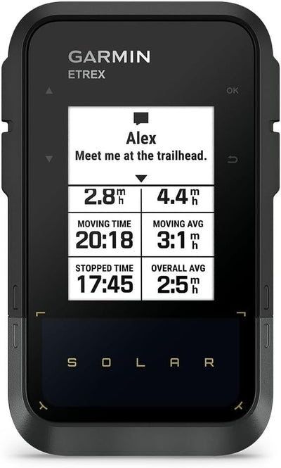 eTrex Solar GPS-Handgerät mit Solarladung, 2,2" Display - Kompass, Tracback, Geocaching Modus, Multi